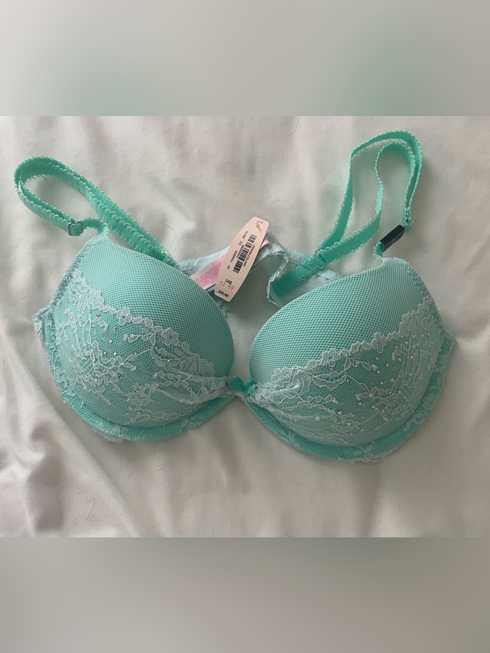 PINK Victoria's Secret Mint Lace Push-Up Bra